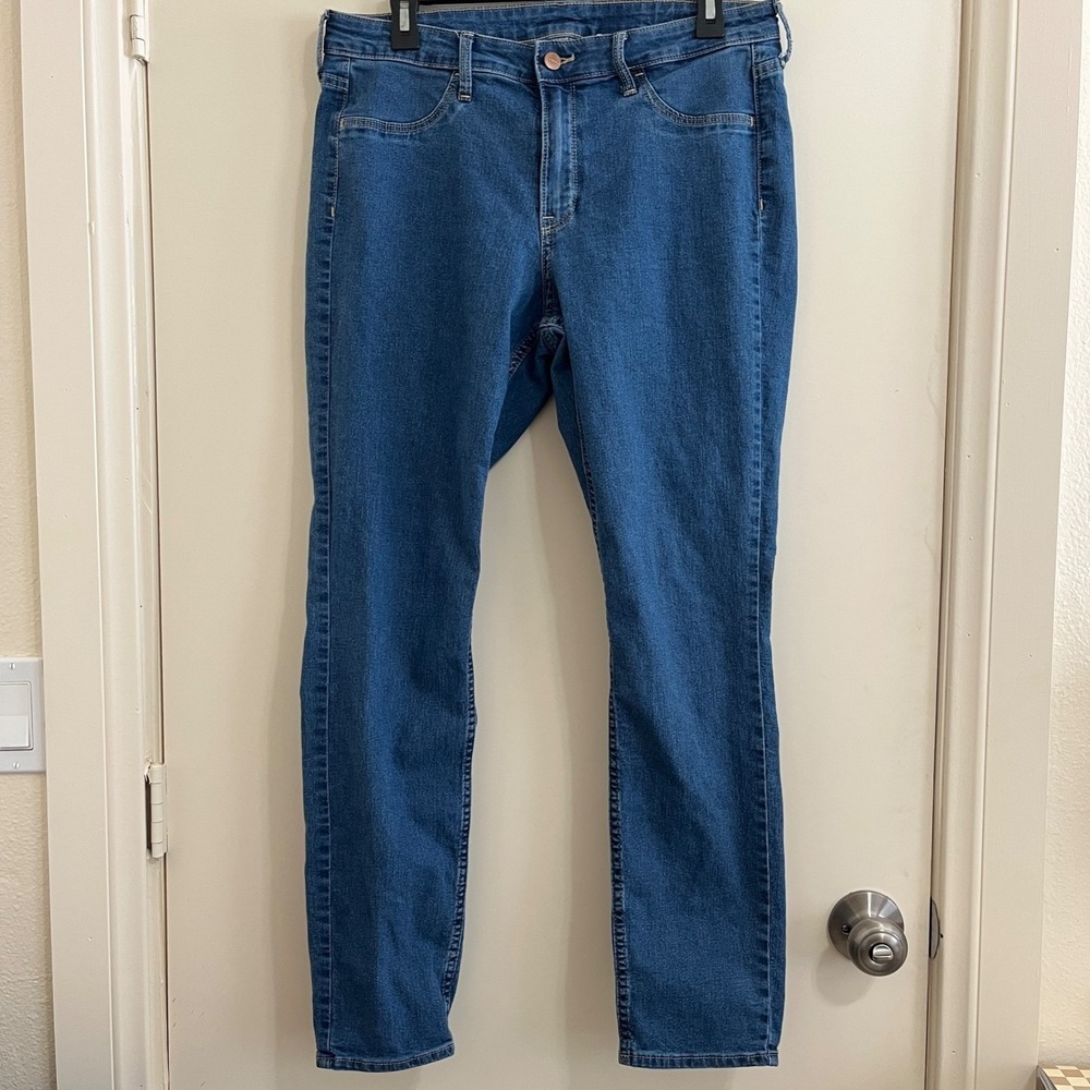H&M Women Skinny Ankle Jeans 33 Blue Stretch Mid Rise Denim Capsule Casual Basic